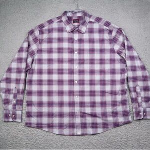 Untuckit Shirt Mens XL Plaid Flannel Long Sleeve Button Up Gray Red Blue